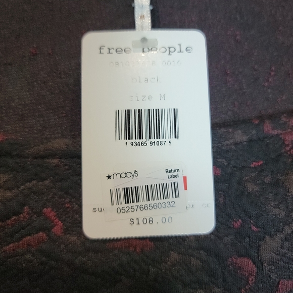 Free People Mini Dress Black Sunset Puff Sleeve Jacquard Knit, Size M - Picture 6 of 6